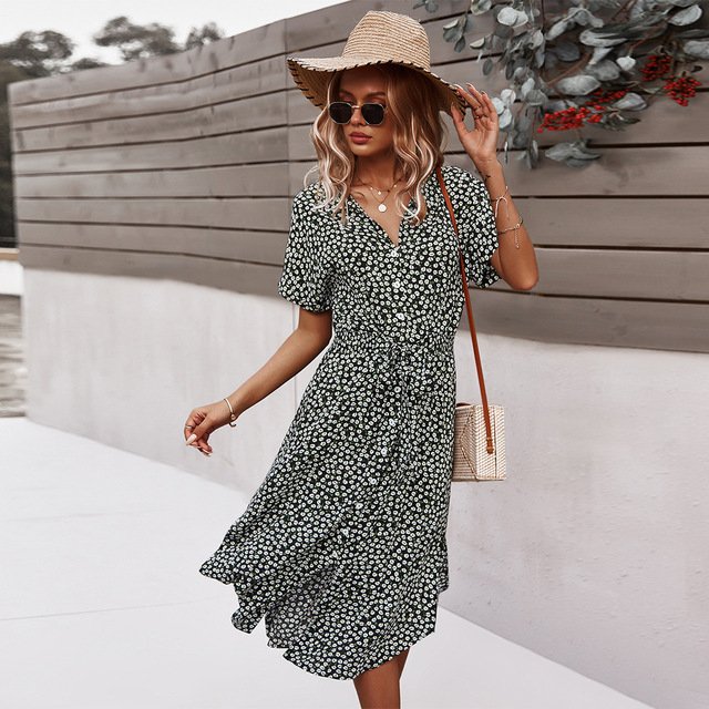 Spring Women Bandage Dress Summer 2022 New Casual Floral Print Beach Dress Vintage Button Holiday Ladies Chic Dresses Vestidos 5 Spring Women Bandage Dress Summer 2022 New Casual Floral Print Beach Dress Vintage Button Holiday Ladies Chic Dresses Vestidos 5
